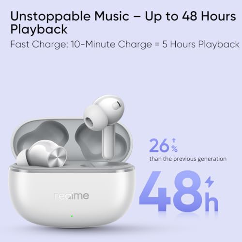realme Earbuds T110 with Ai Enc for Calls, Upto 38 Hours of Playback and Fast Charging Bluetooth in Ear Headset (Punk Black, True Wireless)|B0D212YMD7