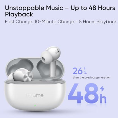 realme Earbuds T110 with Ai Enc for Calls, Upto 38 Hours of Playback and Fast Charging Bluetooth in Ear Headset (Punk Black, True Wireless)|B0D212YMD7