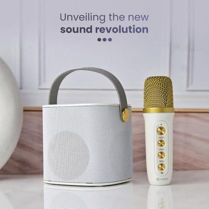 Toreto Jukebox Wireless Bluetooth Speaker 10W with Wireless Karaoke MIc IVoice Changing Feature | Deep Bass I USB I TWS I AUX I Outdoor Speaker with Carrying Strap (Pink) - Nalanda Enterprises