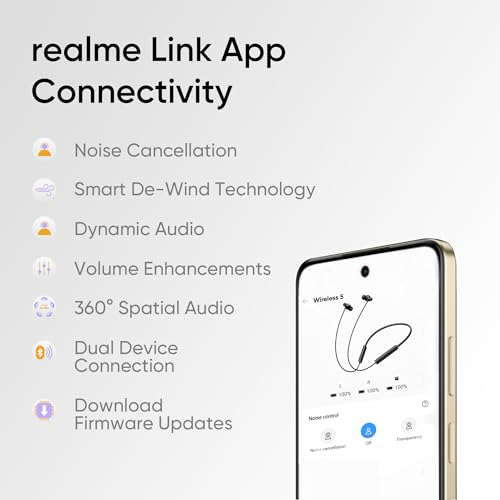 realme Buds Wireless 5 ANC in Ear Bluetooth Headphones,50dB ANC, 13.6mm Dynamic Bass Driver,360° Spatial Audio,45ms Low Latency,Upto 38hrs Playback,IP55 Rating,Dual Device Connection (Midnight Black)|B0DNPWJLQC