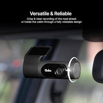 Qubo Car Dashcam Pro X by Hero Group | 3MP 1296P FHD+ Camera | NightPulse Vision | Wide-Angle FOV | Supercapacitor | Built-in Wi-Fi, Mic | App Control | G-Sensor | Up to 1TB Storage| (Space Grey)|B0CGQXY29P