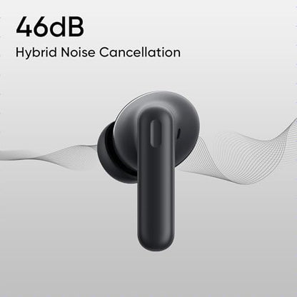 realme Buds T310 True Wireless in-Ear Earbuds with 46dB Hybrid ANC, 360° Spatial Audio, 12.4mm Dynamic Bass Driver, Upto 40Hrs Battery and Fast Charging (Vibrant Black)|B0DBGP48NW