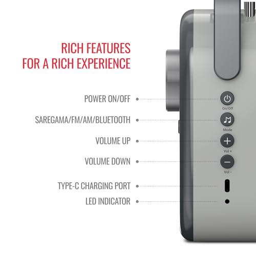 Saregama Carvaan Lite Hindi - Portable Music Player with 3000 Pre-Loaded Evergreen Songs, FM/BT/AUX (Graphite Grey) - Nalanda Enterprises