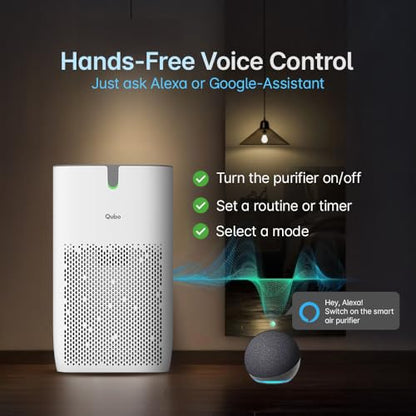 Qubo Smart Air Purifier Q500 for Home by Hero Group | 500 Sqft | 99.99% Allergen Removal |4-Layer True HEPA H13 Filter | 9000 Hrs Filter Life | App & Voice Control | Quiet Night Mode | BLDC Motor|B0CMH9TSVC