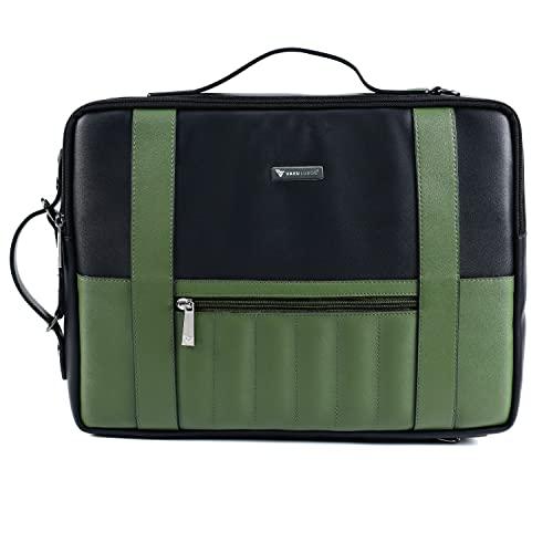 Vaku Luxos ® BARCELONA Laptop Messenger Bag| Briefcase for Men and Women with Premium Collection Sleeve for Macbook 13"|14" with highly durable Straps (Black & Green) - Nalanda Enterprises