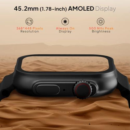 Fire-Boltt Supernova- 45.2mm AMOLED Display, 500 NITS Brightness, 368 * 448 px Resolution, Bluetooth Calling, 123 Sports Modes, Voice Assistant, Inbuilt Games (Black) - Nalanda Enterprises
