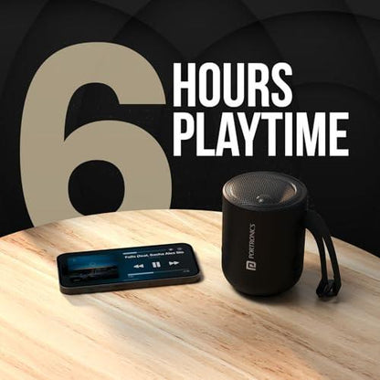 Portronics Soundpot 20W Wireless Bluetooth Portable Speaker with 360° immersive Sound, Upto 6 Hours Playtime, in Built Mic, TWS Mode, Easy Control, Strong Lanyard, Type C Fast Charging(Black) - Nalanda Enterprises