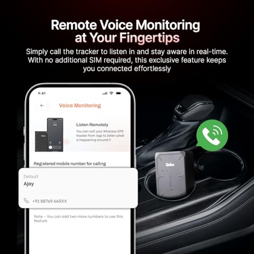 Qubo Wireless GPS Tracker from Hero Group | Free 4G SIM & 12 Months Recharge + 1 Year Cloud Subscription | Voice Monitoring | 10000 mAh Battery | Ride Start & Geo Fence Alerts | For Car, Bike, & Truck|B0D92HGSFG