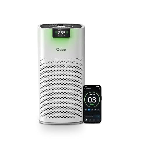 Qubo Smart Air Purifier Q500 for Home by Hero Group | 500 Sqft | 99.99% Allergen Removal |4-Layer True HEPA H13 Filter | 9000 Hrs Filter Life | App & Voice Control | Quiet Night Mode | BLDC Motor|B0CMH9TSVC