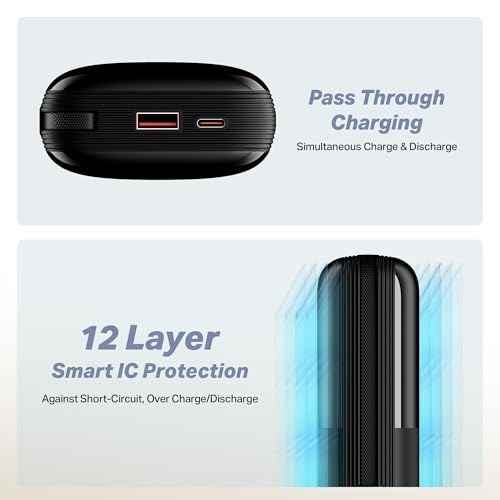 boAt Energyshroom PB400 Turbo X 20000 mAh 35W Super Fast Charging, Compact Power Bank, Smart 12 Layer Protection (3X Output Ports, Supports Android, iPhone, Tablets, Earbuds, etc.) (Sable Black)|B0FHWG1RZQ