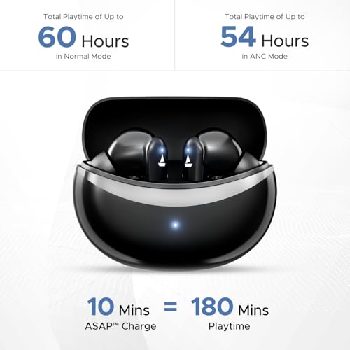 boAt Airdopes 131 Elite ANC, 32dB Active Noise Cancellation, 60HRS Battery, Ambient Mode, 4Mics ENx, Fast Charge, IPX5, v5.3 Bluetooth Earbuds, TWS Ear Buds Wireless Earphones with mic (Active Black)|B0DVZDYJQ1