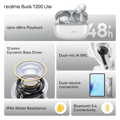 realme Earbuds T110 with Ai Enc for Calls, Upto 38 Hours of Playback and Fast Charging Bluetooth in Ear Headset (Punk Black, True Wireless)|B0D212YMD7