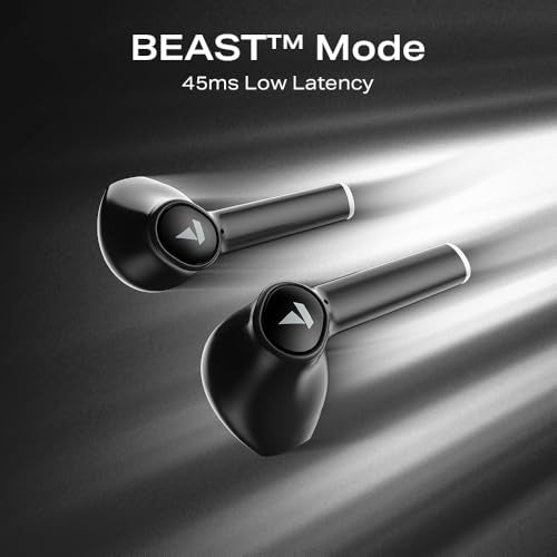 Boat Airdopes 131 Gen 2, 13mm Drivers, 70H Battery, ENx Tech, Beast Mode 45 ms Low Latency, ASAP Charge, Bluetooth Earbuds, TWS Ear Buds Wireless Earphones with mic (Carbon Black)|B0FPLP7SMZ