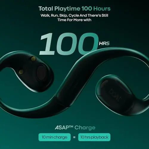 boAt Airdopes Progear Open-Ear Ear Buds for Outdoor Sports W/Air Conduction Tech, in Ear, 4 Mics W/Ai-Enx, 100Hrs Playback, 15Mm Drivers, Secure Fit,Beast Mode W/ 40Ms Latency, ASAP Charge Green - Nalanda Enterprises