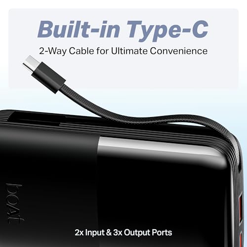 boAt Energyshroom PB400 Turbo X 20000 mAh 35W Super Fast Charging, Compact Power Bank, Smart 12 Layer Protection (3X Output Ports, Supports Android, iPhone, Tablets, Earbuds, etc.) (Sable Black)|B0FHWG1RZQ