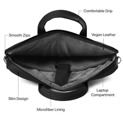 Vaku Luxos® FABINO 13.3"/14" Inch Laptop Bag Leather Collection Messenger Organizer Shoulder Sling Office Bag for Men & Women With Adjustable Strap for Laptop and MacBook - Nalanda Enterprises