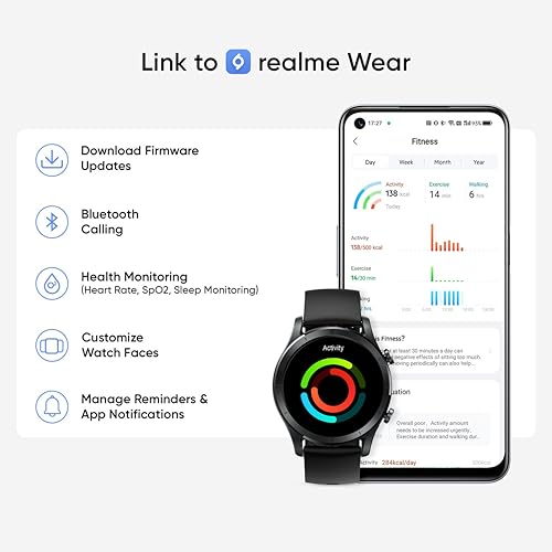 realme Smart Watch R100 (Black) | 1.32" HD Color Display | Bluetooth Calling & Sync Contacts | 100+ Watch Faces & Activity Tracking | Long Battery Life | Sleep & SpO2 Tracking | Slim Design | GPS|B0FS825XD9