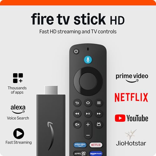 Amazon Fire TV Stick HD (newest model), Alexa Voice Remote with TV power & volume controls, full HD streaming device - Nalanda Enterprises