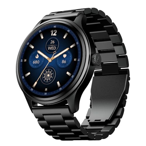 Boat Lunar Discovery Pro, 1.39" HD Display, Metal Body, QR Tray, Emergency SOS, Functional Crown, Multiple Sports Modes, HR,SpO2 & Sleep Tracking, Smart Watches for Men & Women (Steel Black)|B0FLK2QSHR