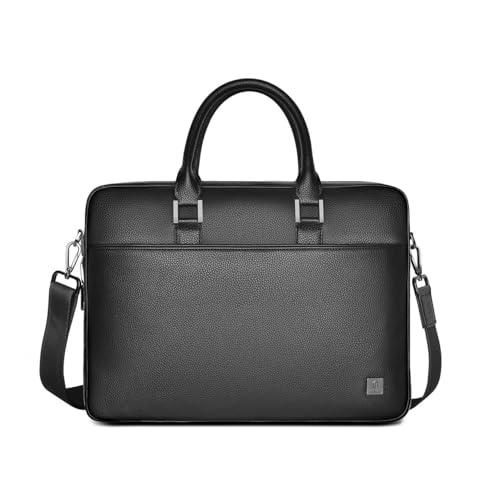WIWU Waterproof Fingerprint Lock Leather Briefcase, Black - Nalanda Enterprises
