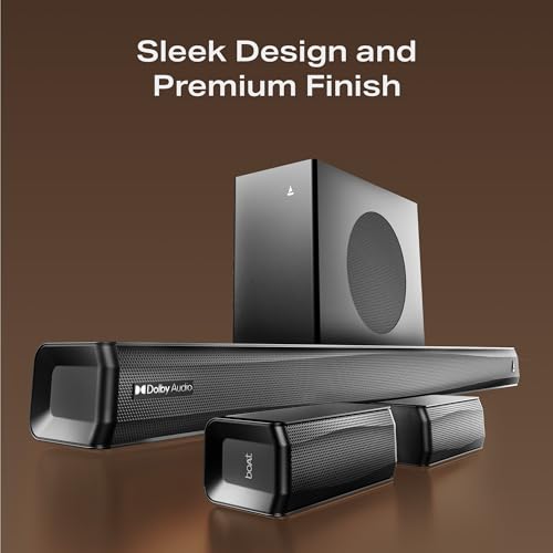 Boat 2025 Launch Aavante Prime 5.1 7050D, Dolby Audio, 700W Signature Sound, 5.1CH with Wireless Subwoofer & Wireless Satellites, Bluetooth Sound bar, Home Theatre Soundbar Speaker (Premium Black)|B0FLYD83H7