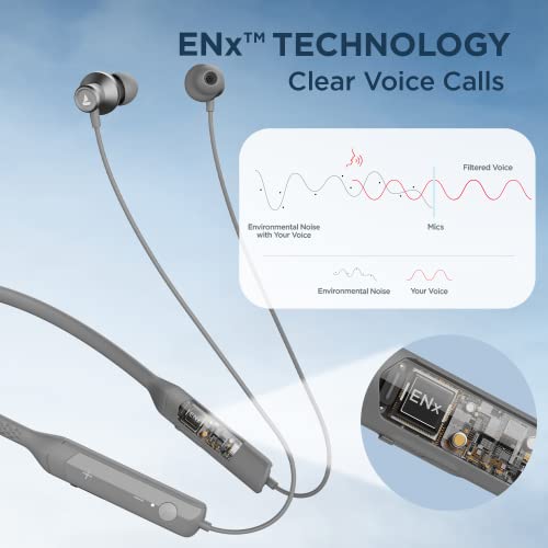 boAt Rockerz Apex Bluetooth Wireless in Ear Earphones with Spatial Bionic Sound Powered by Dirac Virtuo™, Touch Sensors, Beast™ Mode, ENx™ Tech,30H Playtime,ASAP™ Charge(Classic Grey)|B0BSWM33LV