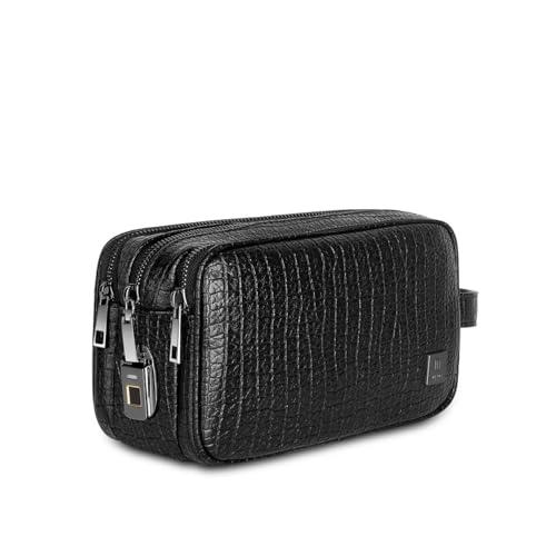WIWU Salem Pouch Fingerprint Lock Leather Bag, Black - Nalanda Enterprises