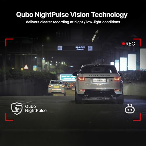 Qubo Car Dashcam Pro X by Hero Group | 3MP 1296P FHD+ Camera | NightPulse Vision | Wide-Angle FOV | Supercapacitor | Built-in Wi-Fi, Mic | App Control | G-Sensor | Up to 1TB Storage| (Space Grey)|B0CGQXY29P