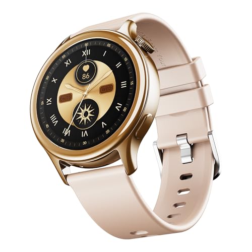 Boat Enigma Gem Women's Luxury Smart Watch w/ 1.19” (3.02cm) AMOLED Display, Emergency SOS Live Location Sharing, Female Wellness, Watch Face Studio, BT Calling, Watch for Woman (Metallic Black)|B0DFYJWHRC