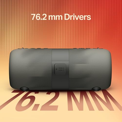 Boat 2025 Launch Stone 1200 Pro, 60W Boat Signature Sound, 76.2mm Drivers, TWS,7.5H Battery, Built-in Mic, Carry Strap,IPX6, Bluetooth Speaker, Wireless Speaker, Portable Speaker (Twilight Black)|B0FLYDHYY4
