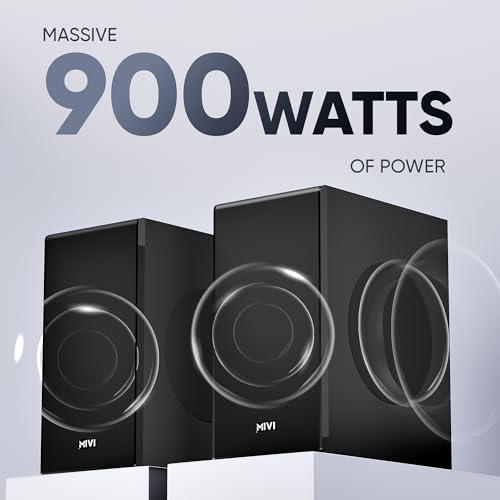 Mivi Nex 900 Dolby Audio Soundbar (New Launch)| 900W Signature Sound | 5.2 Channel Home Theatre System with Dual Subwoofers and Satellites | Nex Surround Sphere Tech | Bluetooth v5.3|B0G3B2V7TB