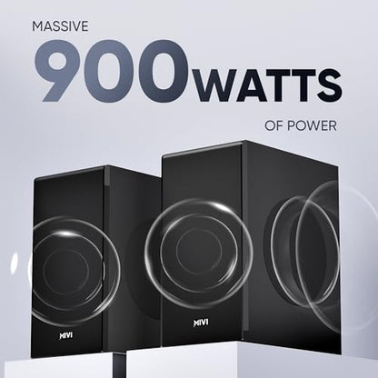 Mivi Nex 900 Dolby Audio Soundbar (New Launch)| 900W Signature Sound | 5.2 Channel Home Theatre System with Dual Subwoofers and Satellites | Nex Surround Sphere Tech | Bluetooth v5.3|B0G3B2V7TB