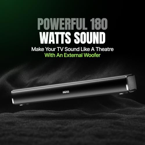 Mivi Fort Hip-Hop 1000 180 Watts Home Theatre Soundbar [New Launch], 2.1 Channel, 2 in-Build Speakers and 1 External Subwoofer, Multiple EQ & Input Modes, BT v5.3, Made in India Sound bar|B0F3HV22DT