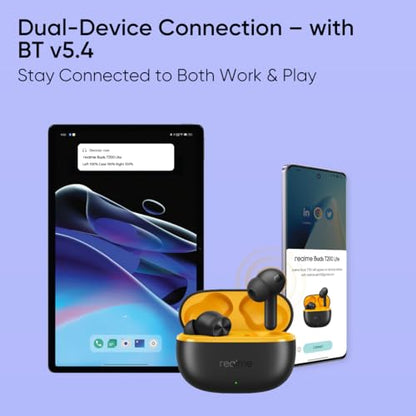realme Earbuds T110 with Ai Enc for Calls, Upto 38 Hours of Playback and Fast Charging Bluetooth in Ear Headset (Punk Black, True Wireless)|B0D212YMD7