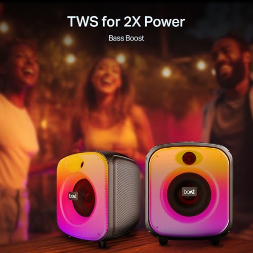 Boat 2025 Launch, PartyPal 65 Pro, 42W Signature Sound, Wireless Karaoke Mic, 8H Battery,RGB LEDs, TWS, Bass Boost, Multi Port, Bluetooth Speaker, Wireless Speaker, Portable Speaker (Premium Black)|B0FLYBFZL5