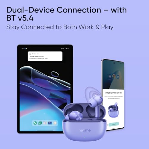 realme Earbuds T110 with Ai Enc for Calls, Upto 38 Hours of Playback and Fast Charging Bluetooth in Ear Headset (Punk Black, True Wireless)|B0D212YMD7