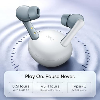 Mivi DuoPods i2 True Wireless Earbuds - 45H+ Playtime, HD Calls, Fast Charging, 13mm Bass Drivers, IPX4 Sweatproof, v5.3 Bluetooth in Ear Ear Buds Wireless, Made in India|B0CRTRNR2L