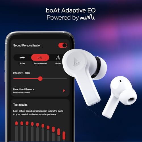 boAt Nirvana Lucid w/ 32 dB ANC, Multi-Point Connectivity, in-Ear Detection, 60HRS Playback, Hearables App, 4 Mics ENx, IPX5 Truly Wireless in Ear Earbuds, TWS Ear Buds(Zinc White)|B0DKJLNN79