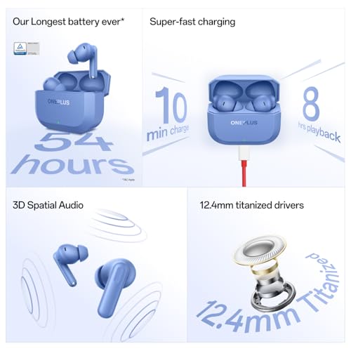 OnePlus Nord Buds 3r TWS Earbuds up to 54 Hours Playback, 2-mic Clear Calls, 3D Spatial Audio, AI Translation, 12.4mm Drivers, Dual-Device Connectivity, 47ms Low Latency - Ash Black|B0FMDL81GS