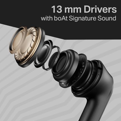 boAt Airdopes 219, 4Mics ENx, 40H Battery, Best in Segment for Calling, Stream Ad Free Music via App Support, Bluetooth Earbuds, TWS Ear Buds Wireless Earphones with mic (Carbon Black)|B0FC2Y3XGV