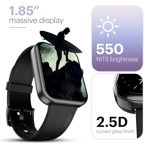 Noise Pulse 2 Max 1.85" Display, Bluetooth Calling Smart Watch, 10 Days Battery, 550 NITS Brightness, Smart DND, 100 Sports Modes, Smartwatch for Men and Women (Jet Black)|B0B6BLTGTT