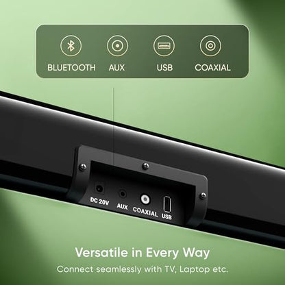 Mivi Fort Q80 Soundbar with 80W Surround Sound, 2.2 Channel soundbar with 2 in-Built subwoofers, Multiple EQ and Input Modes, Remote Accessibility, Bluetooth v5.2, Made in India Sound bar for TV|B0CPHYXR3G