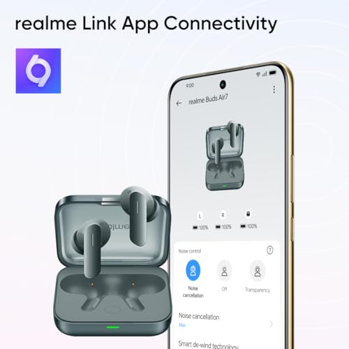realme Buds Air 7,12.4mm Dynamic Bass Drivers,52Hrs Playtime,52dB Hybrid ANC,6 Mic ENC,45ms Low Latency,360° Spatial Audio,Hi-Res LHDC,IP55 Dust & Water Resistant,True Wireless TWS BT v5.4(Moss Green)|B0DRD7G7F5