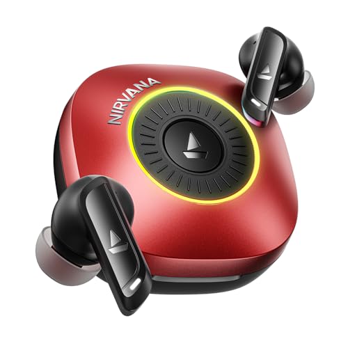 Boat 2026 Launch Nirvana Crown, Sonic ARC, LEDs, Haptic Feedback,50dB Hybrid ANC,Spatial Audio, 6 Mic ENx, App Support, v6.0 Bluetooth Earbuds, TWS Ear Buds Wireless Earphones with mic (Blazing Red)|B0G2S1MZRX