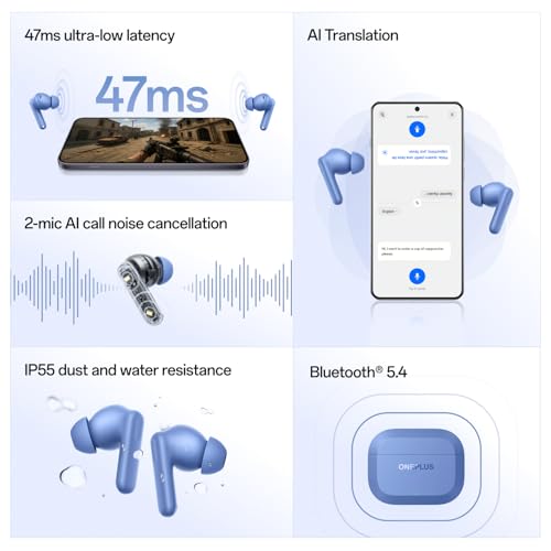 OnePlus Nord Buds 3r TWS Earbuds up to 54 Hours Playback, 2-mic Clear Calls, 3D Spatial Audio, AI Translation, 12.4mm Drivers, Dual-Device Connectivity, 47ms Low Latency - Ash Black|B0FMDL81GS
