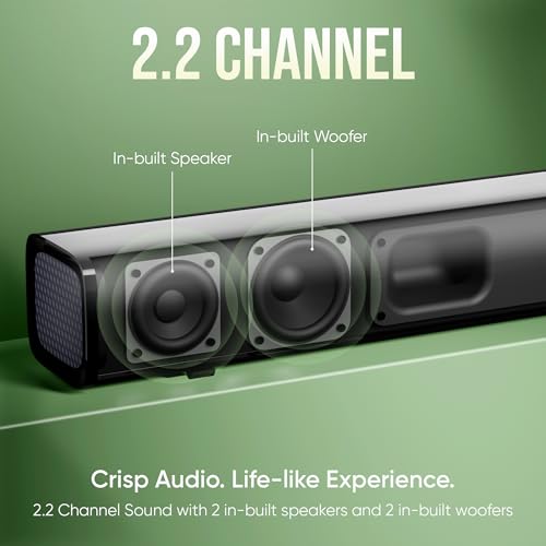 Mivi Fort Q80 Soundbar with 80W Surround Sound, 2.2 Channel soundbar with 2 in-Built subwoofers, Multiple EQ and Input Modes, Remote Accessibility, Bluetooth v5.2, Made in India Sound bar for TV|B0CPHYXR3G