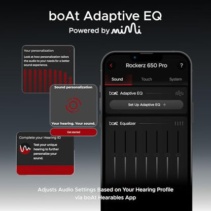 boAt New Launch Rockerz 650 Pro, Touch/Swipe Controls, Dolby Audio, 80Hrs Battery, 2Mics ENx, Fast Charge, App Support, Dual Pair, Bluetooth Over Ear Headphones with Mic (Iris Black)