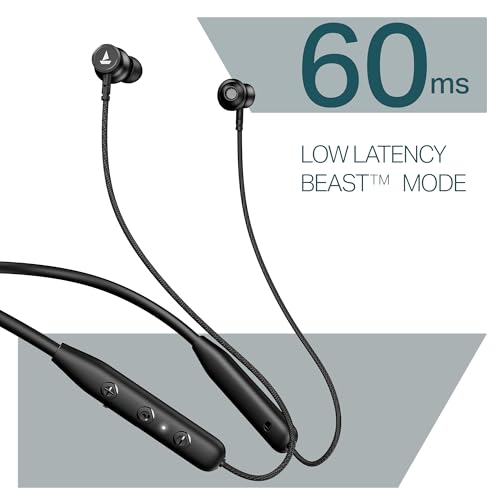Boat Rockerz 113, 40H Battery, Dual Pair, Fast Charge, ENx Tech, Stream Ad Free Music via App Support, Magnetic Buds, Bluetooth Neckband, Wireless with Mic in Ear Earphones (Active Black)|B0F7Y54PJX