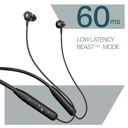 Boat Rockerz 113, 40H Battery, Dual Pair, Fast Charge, ENx Tech, Stream Ad Free Music via App Support, Magnetic Buds, Bluetooth Neckband, Wireless with Mic in Ear Earphones (Active Black)|B0F7Y54PJX
