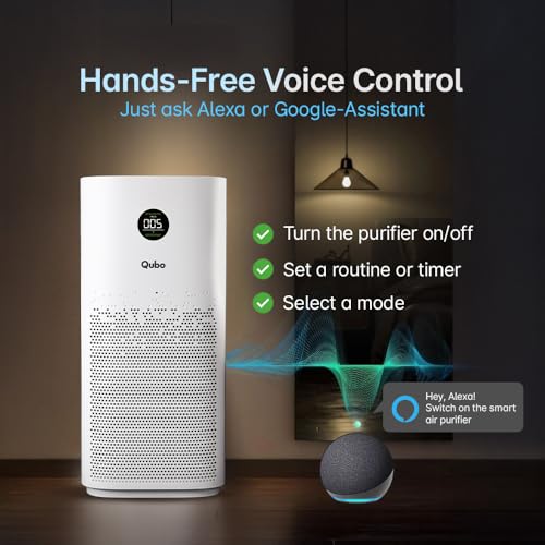 Qubo Smart Air Purifier Q500 for Home by Hero Group | 500 Sqft | 99.99% Allergen Removal |4-Layer True HEPA H13 Filter | 9000 Hrs Filter Life | App & Voice Control | Quiet Night Mode | BLDC Motor|B0CMH9TSVC